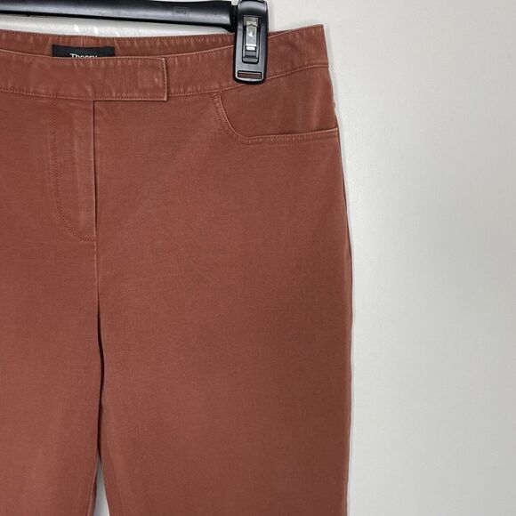 THEORY Womens Straight-Leg Crop Pants 4 Double-Stretch Chino Terra-Cotta Brown - Picture 2 of 8